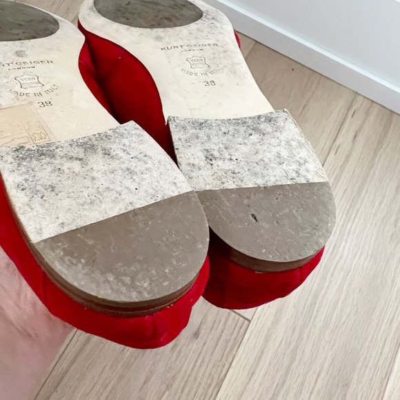 Kurt Geiger Kenner Red Buckle Suede Flats 38 - Picture 4 of 10
